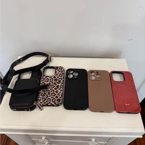 IPhone 14 Pro Case Collection - Black, Leopard, Brown, Red